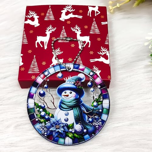 Acrylic Snowman Christmas Tree Ornament with Gift Box