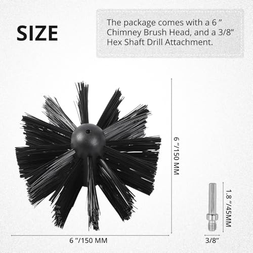 6-Inch Dryer Vent Cleaning Brush Head with Drill Attachment
