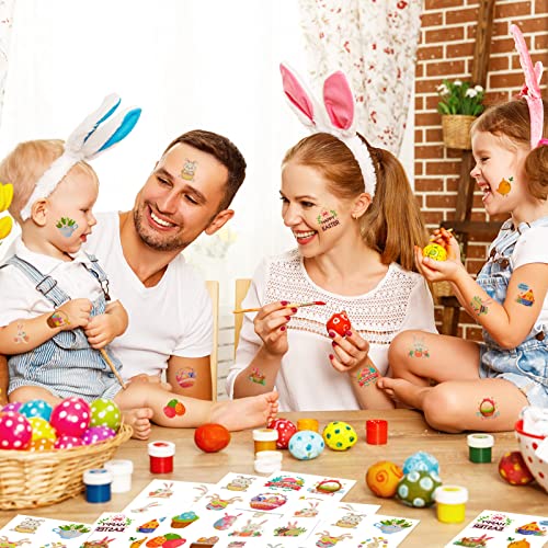 Konsait 72pcs Easter Temporary Tattoos for Kids Bunny Egg Party Favors