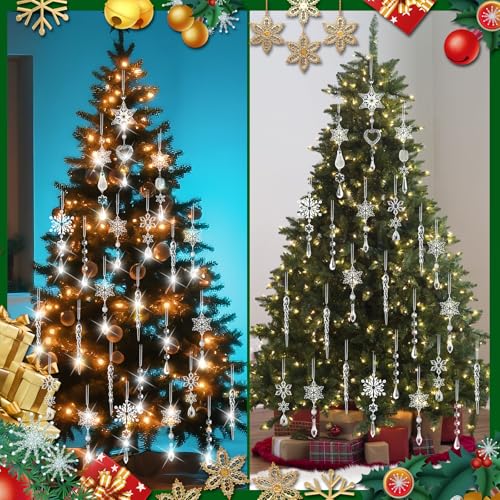 Transparent Christmas Tree Ornaments - 21Pcs Hanging Decorations