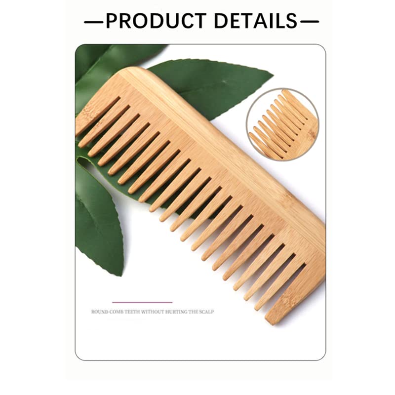 Mnixy Bamboo Wide-Tooth Hair Detangling Comb Anti-Static