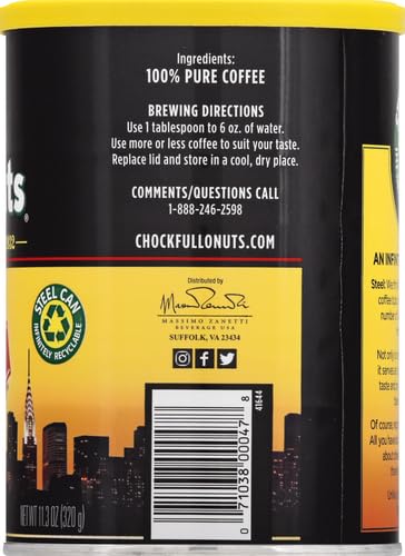 Chock Full o'Nuts Heavenly Original Ground Coffee, 11.3 Oz (Pack of 4)