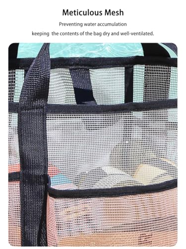 Portable Pink Mesh Shower Caddy Bag with 8 Pockets for Travel