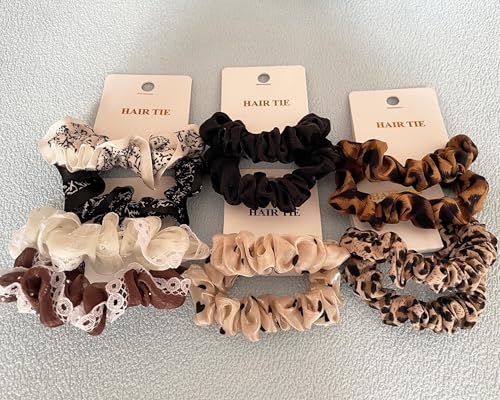 Mebloblo Hair Scrunchies Set - 12 Pack Silk and Satin Ponytail Holders