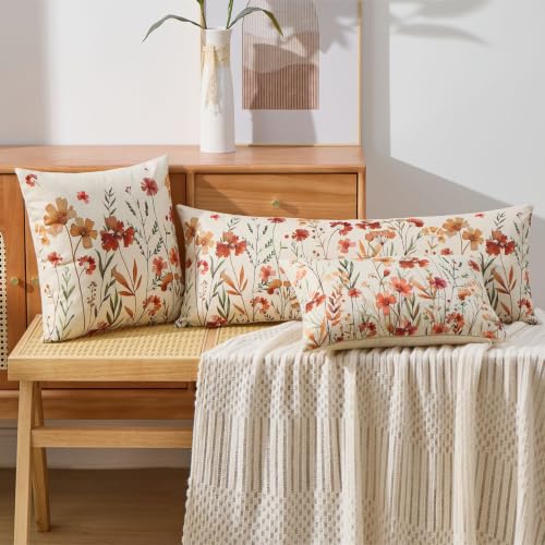 Baccessor Floral Fall Long Pillow Cover 14x36 Inch - Autumn Sofa Throw Case