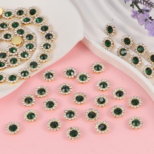 100 PCS 12MM Sew-On Glass Rhinestones with Gold Claw Settings