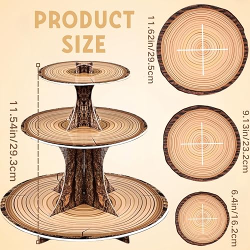 Rustic Woodland Cupcake Stand Set - 3-Tier Dessert Towers (2 Pack)