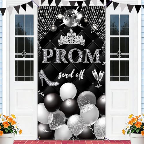 Class of 2025 Graduation Backdrop Banner 71x35 Black Silver Sign Decor