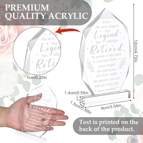 Retirement Plaque Gift - Engraved Acrylic Keepsake with Floral Design