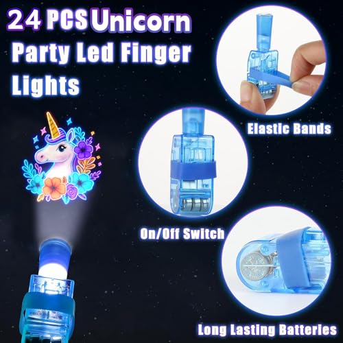 CHSLtmxq 24PCS Unicorn Party Favors Finger Lights - Neon Glow Goodie Bag Stuffers