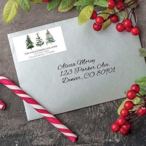 Christmas Forest Deluxe Personalized Address Labels - Set of 48, Self-Adhesive, 1x2.25 Inches, Holiday Stationery - Forest Variation