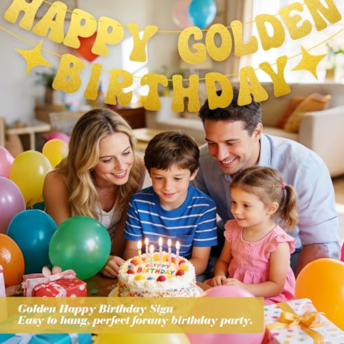 Happy Golden Birthday Banner - Premium Glitter Party Decor