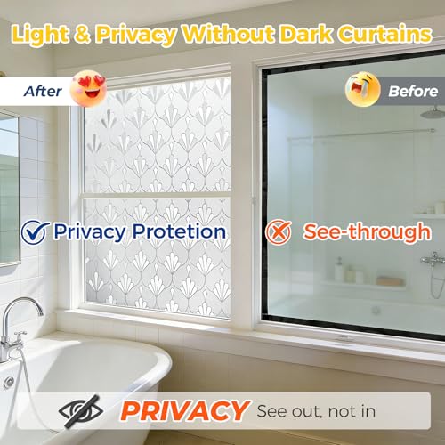 OHTMERU Decorative Window Privacy Film | Non-Adhesive, Anti-Glare