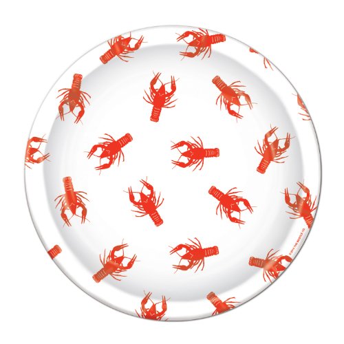 Beistle Crawfish Plates - 9" Round Seafood Dinnerware (8-Pack)