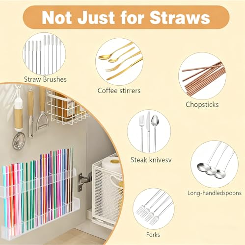 Acrylic Straw Holder with Adjustable Split Design - 9.5'' Storage for Kitchen