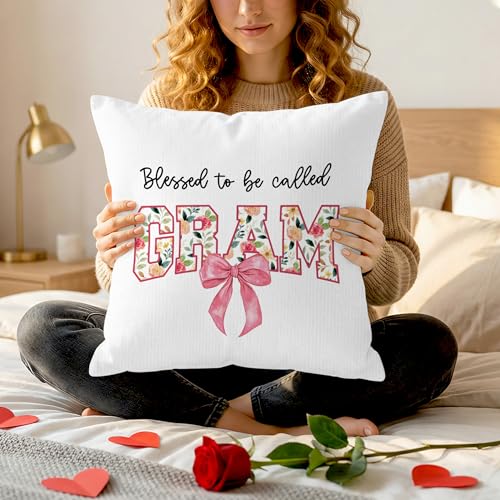 Gram Throw Pillow Cover 18x18 - Cozy Polyester Case for Grandma
