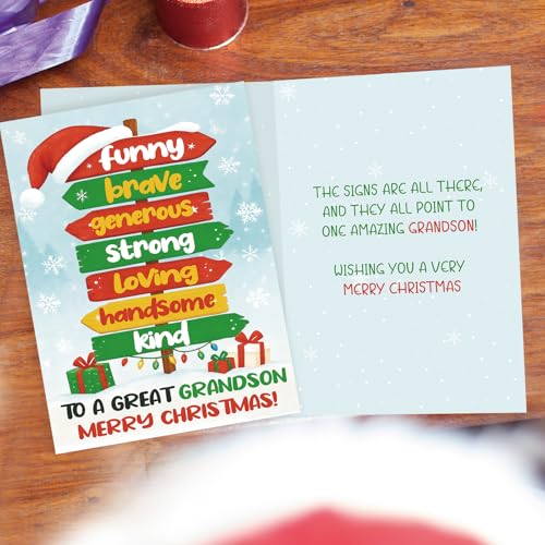 Christmas Card for Grandson - Merry Christmas from Grandma & Grandpa CD-278