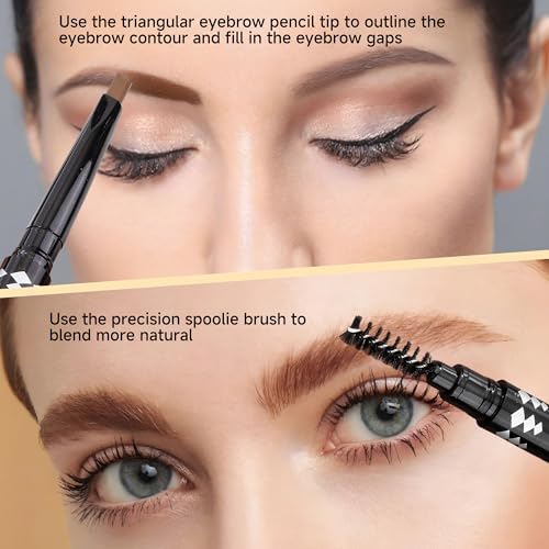 CCbeauty 3-Pack Waterproof Dual-Ended Eyebrow Pencil - Dark Brown
