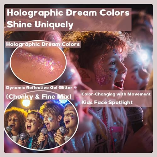 16-Color Holographic Body Glitter Gel Palette for Face, Hair & Nails