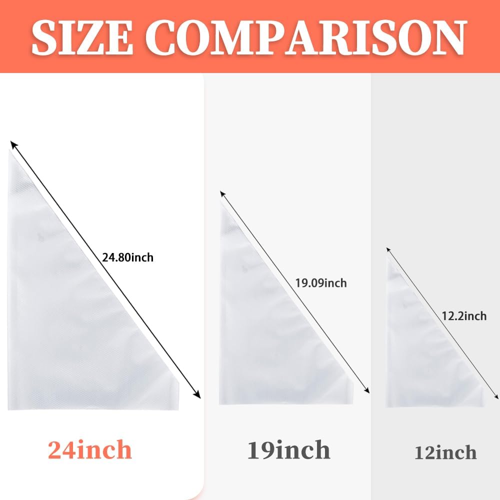 Skiennix 24-Inch Extra Large Disposable Piping Bags - 50 Pack Heavy Duty for Frosting & Cake Decorating