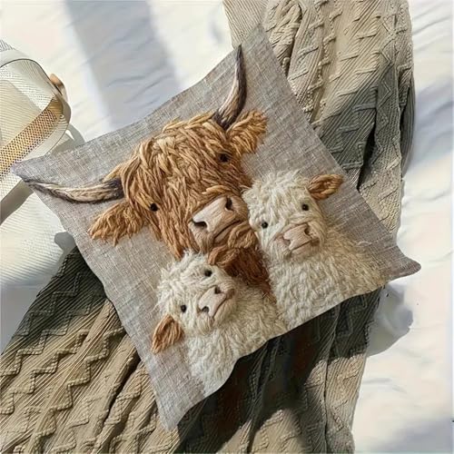 Alpaca & Cattle Themed Throw Pillow Covers - 2 Pack Soft Velvet