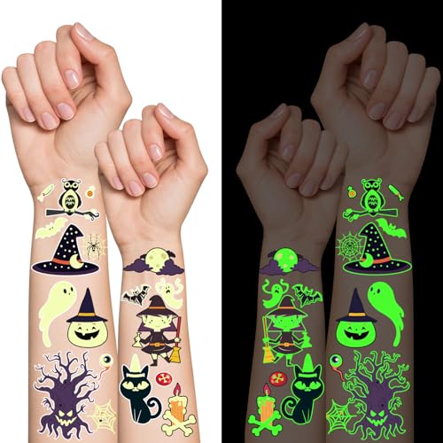 Greingways Luminous Halloween Temporary Tattoos Party Favors for Kids
