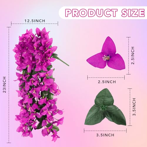 Fuchsia Artificial Bougainvillea Flowers - 2 Bundles for Outdoor Decor