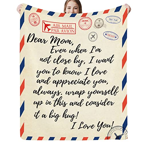Jbralid Dear Mom Flannel Throw Blanket - 40x50 Inch Soft Gift for Mom