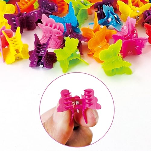 50 Pack Mini Butterfly Hair Clips Assorted Colors Plastic Claw Clips