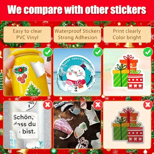 100-Piece Christmas Stickers - Waterproof Cute Holiday Designs