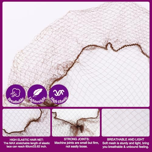 SIKCOSKI 130-Piece Brown Hair Net and U-Shaped Bun Pin Set for Dance