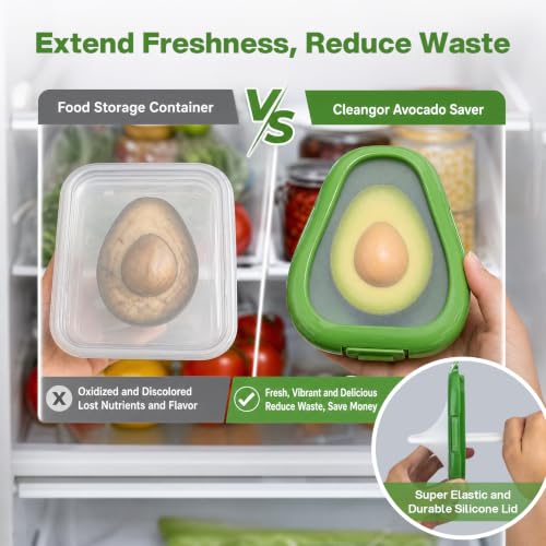 CLEANGOR Avocado Saver with Snap-On Lid - Reusable Silicone Storage