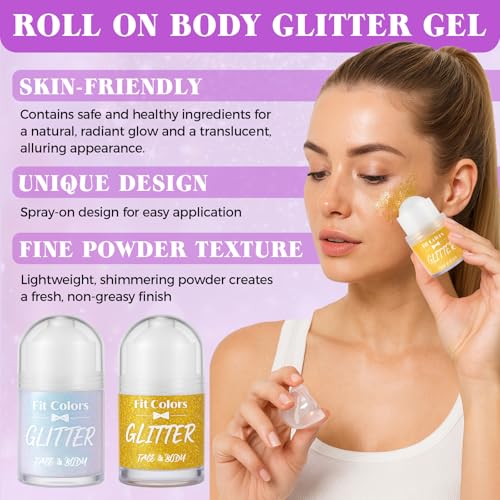 Eveellyn Holographic Body Glitter Gel Gold Roll-On Shimmer Sequins