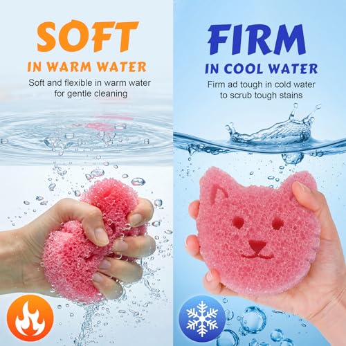 ACoco 12 Pcs Temperature Sensitive Dual-Sided Dog Scrub Sponges Non-Scratch