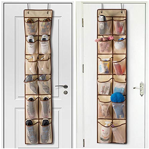 KEEPJOY Over The Door Shoe Organizer with 12 Mesh Pockets - Beige