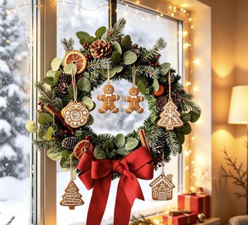 12 Pcs Gingerbread Christmas Ornaments Set - Holiday Tree Decorations