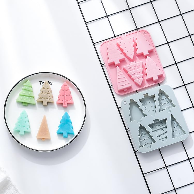 Christmas Tree Silicone Molds 6 Cavity Set - Holiday Baking & Candy Making