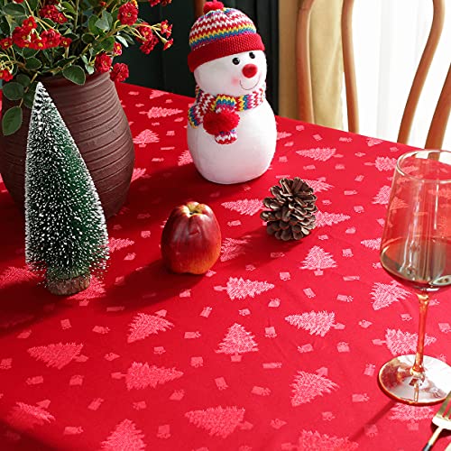 Christmas Tablecloth Rectangle Red Xmas Tree Pattern 52x70 Inches - Variation of Red / 70" x 52"