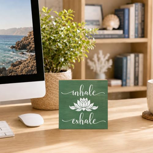 Inhale Exhale Wooden Box Sign - Yoga Wall Art for Meditation
