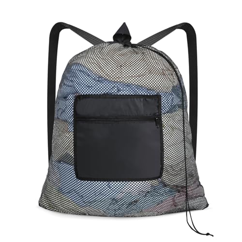 OTraki Heavy Duty Mesh Laundry Backpack Bag with Pocket - 24x27 Inch