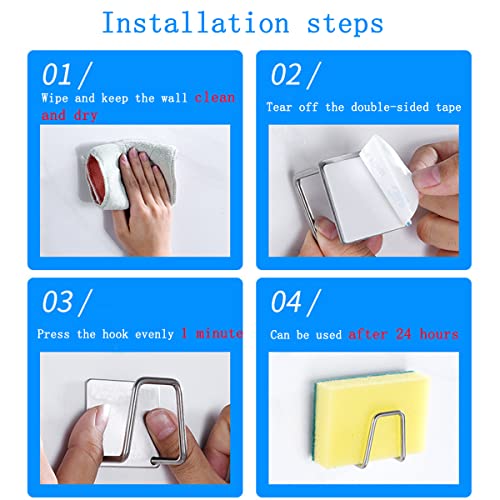LEFTSTARER 4-Pack Stainless Steel Sink Sponge Holder - Rustproof, Quick Drying