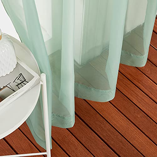 NICETOWN 96" Grommet Sheer Curtains - Sage Green, Set of 2