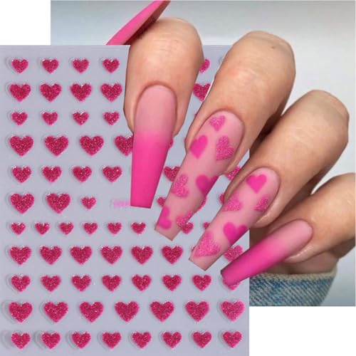 Valentine Heart Nail Stickers 3D Self-Adhesive Love Decals