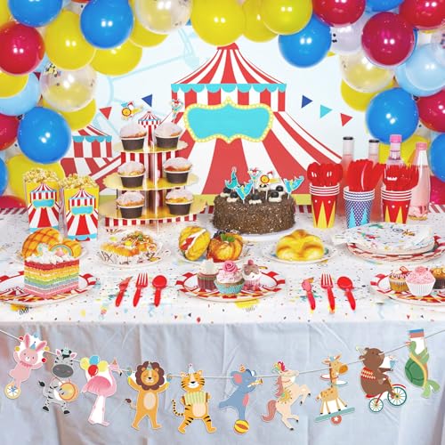 Circus Animal Birthday Party Banner & Garland Decorations Set