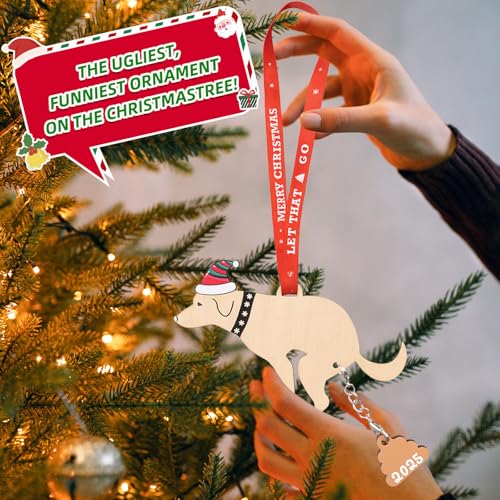 Funny 2025 Dog Ornament - Hilarious Gag Gift for Christmas