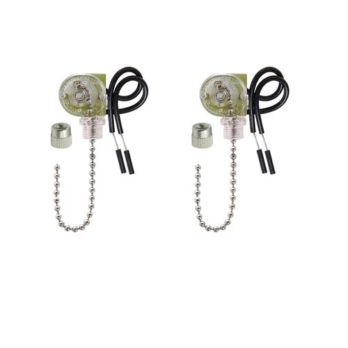 HUAXRUI Ceiling Fan Light Pull Chain Switch, Replacement for Hunter Hampton Bay Harbor Breeze Ceiling Fans, ZING Ear On/Off Light Control Switch (2, ZE-109 Nickel)