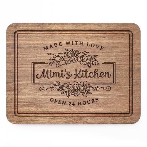 Wood Walnut Cutting Board for Kitchen - Personalized Mimi Gift - 11x8.5 Inch - Gift for Mimi