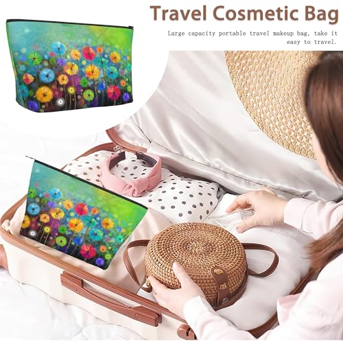 Watercolor Floral Makeup Bag Travel Cosmetic Pouch for Women Waterproof