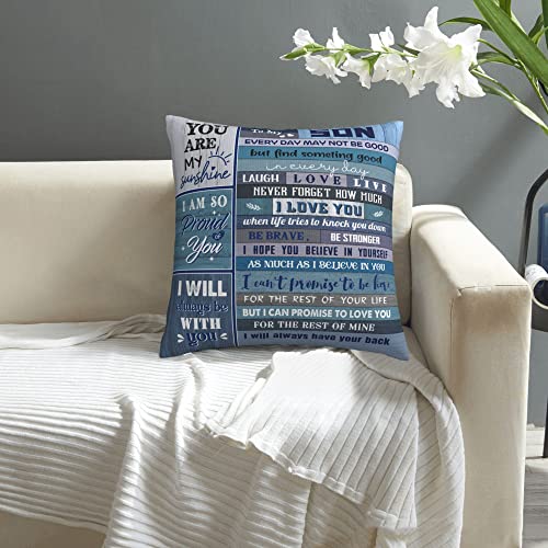 Son Gift Throw Pillow Cover 18x18 Inches - Inspirational Graduation Gift