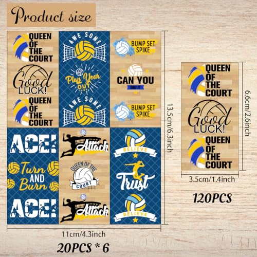 Volleyball Candy Bar Wrappers - 120 Pcs Sports Theme Stickers